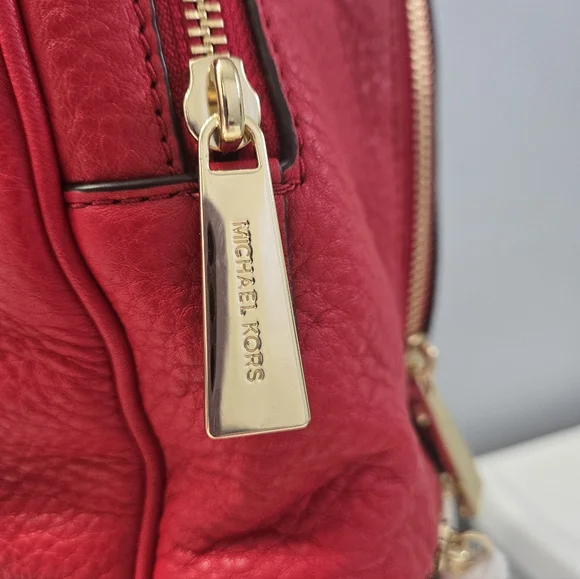 Michael Kors Rhea Studded Backpack In Pebbled Red Leather. - Picture 6 of 7